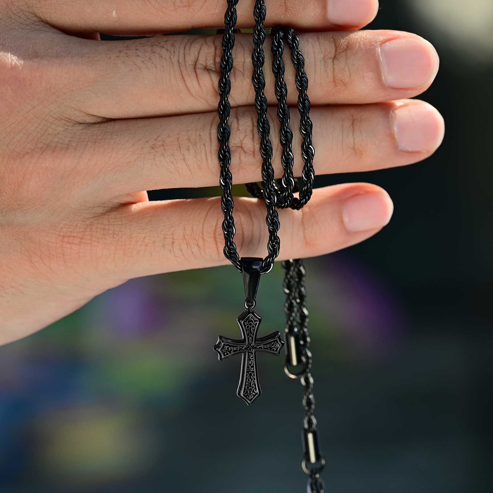 Men Accessories Neck Chain - Vnox colar de cruz masculino, aço
