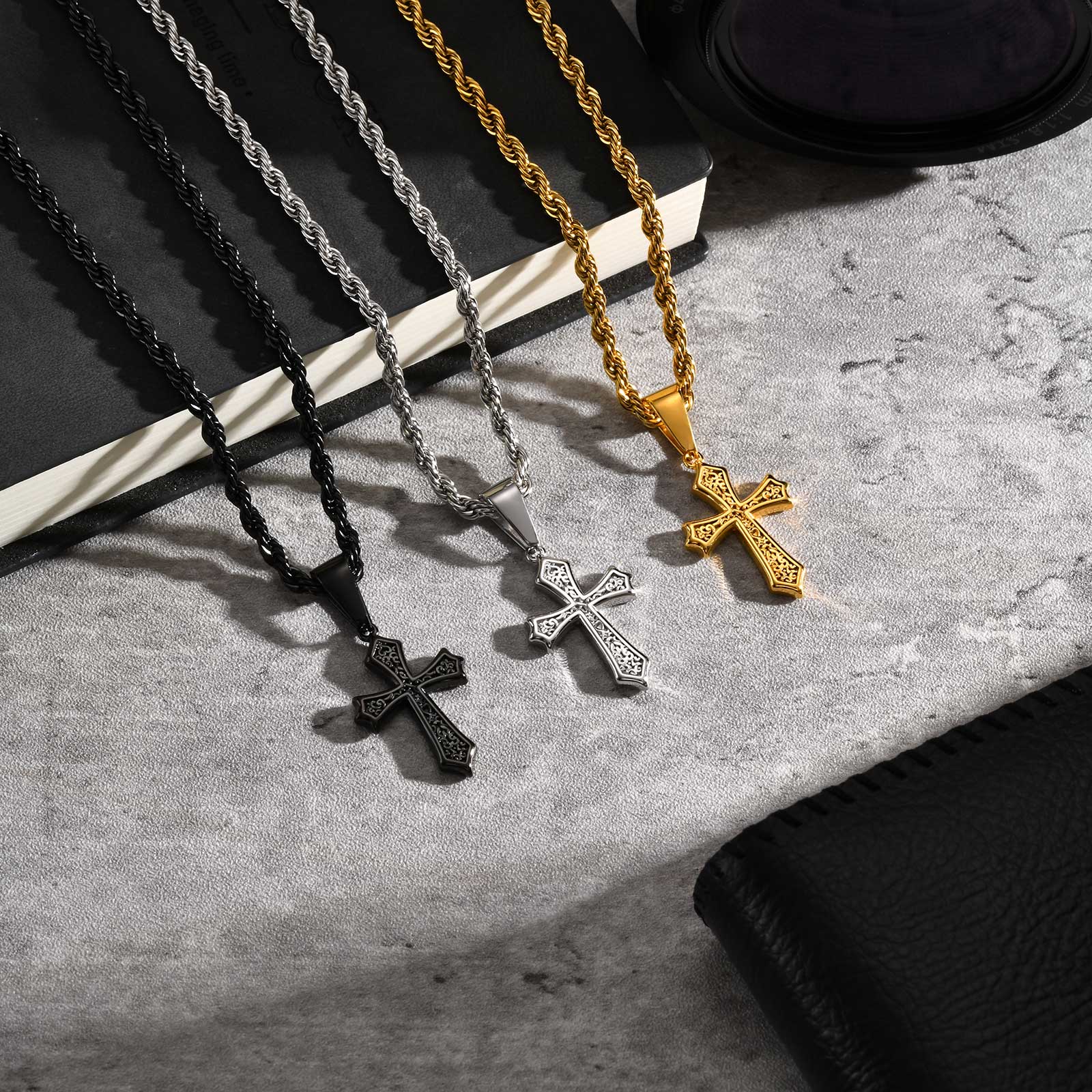 Vnox colar de cruz masculino,  - Men Accessories Neck Chain avaliação e preço