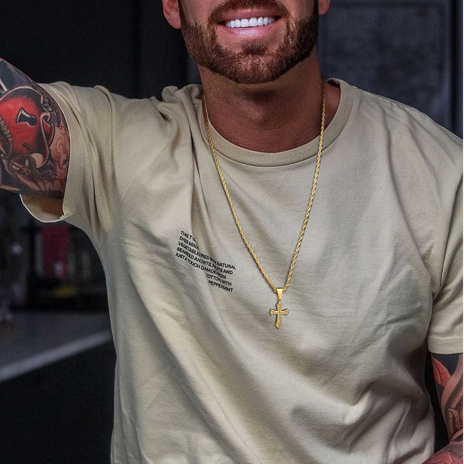 Vnox colar de cruz masculino,  - Men Accessories Neck Chain avaliação e preço